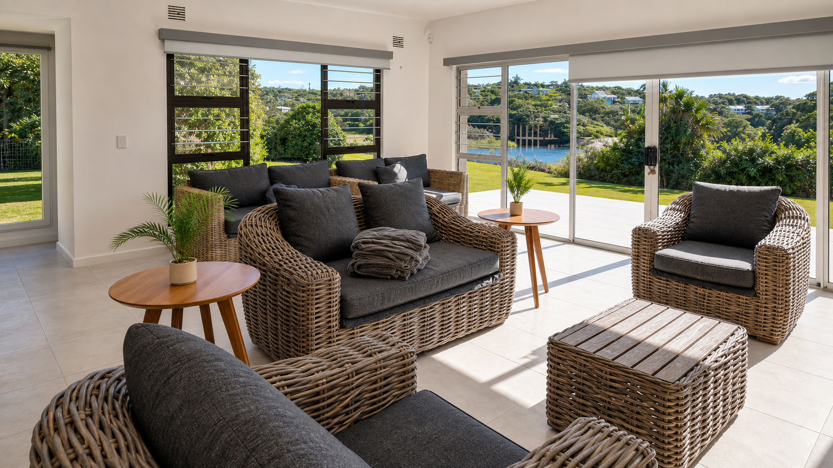 Living room opening toward the sea view