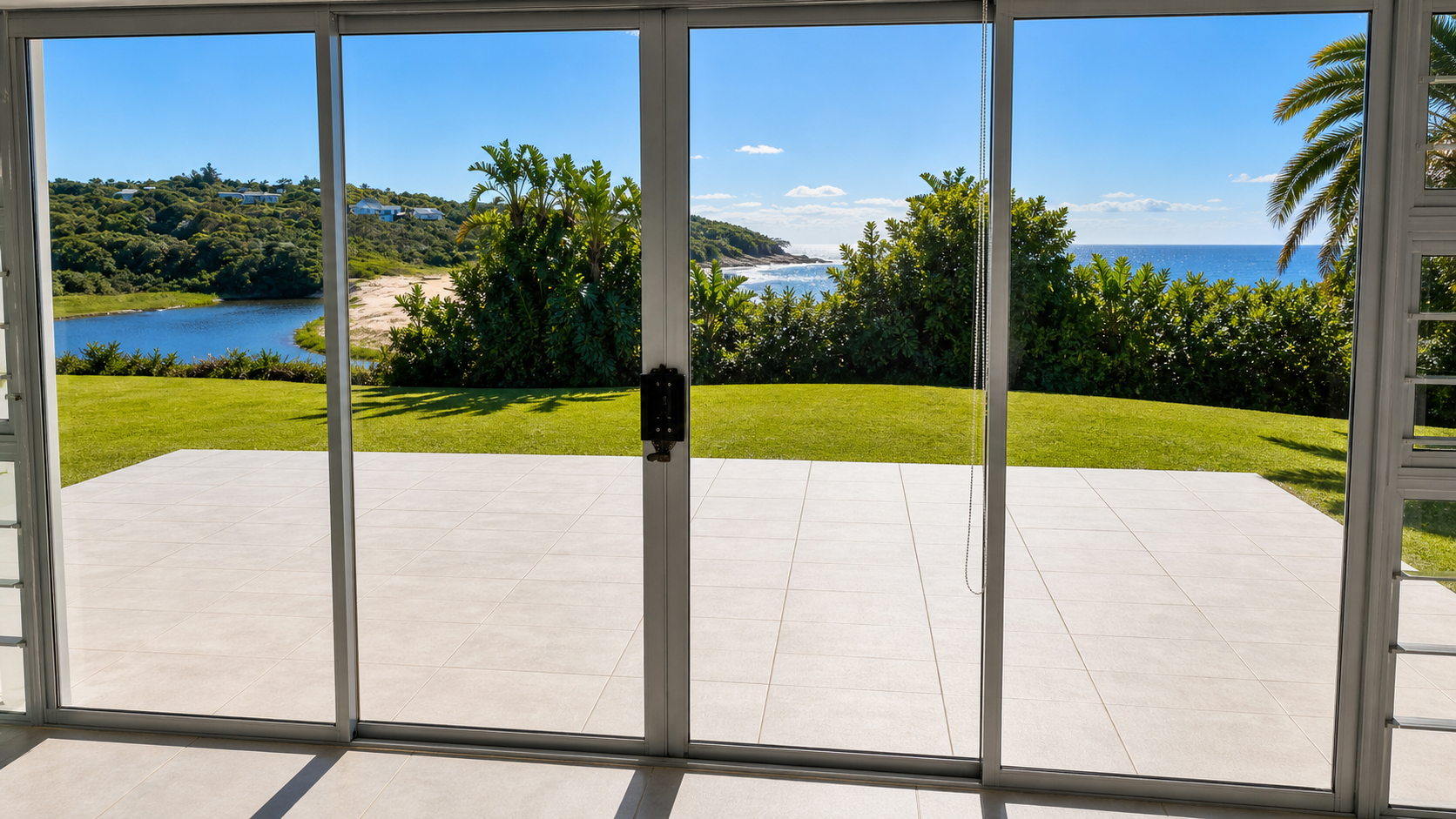 Patio ocean view from Dolphin View Beach House
